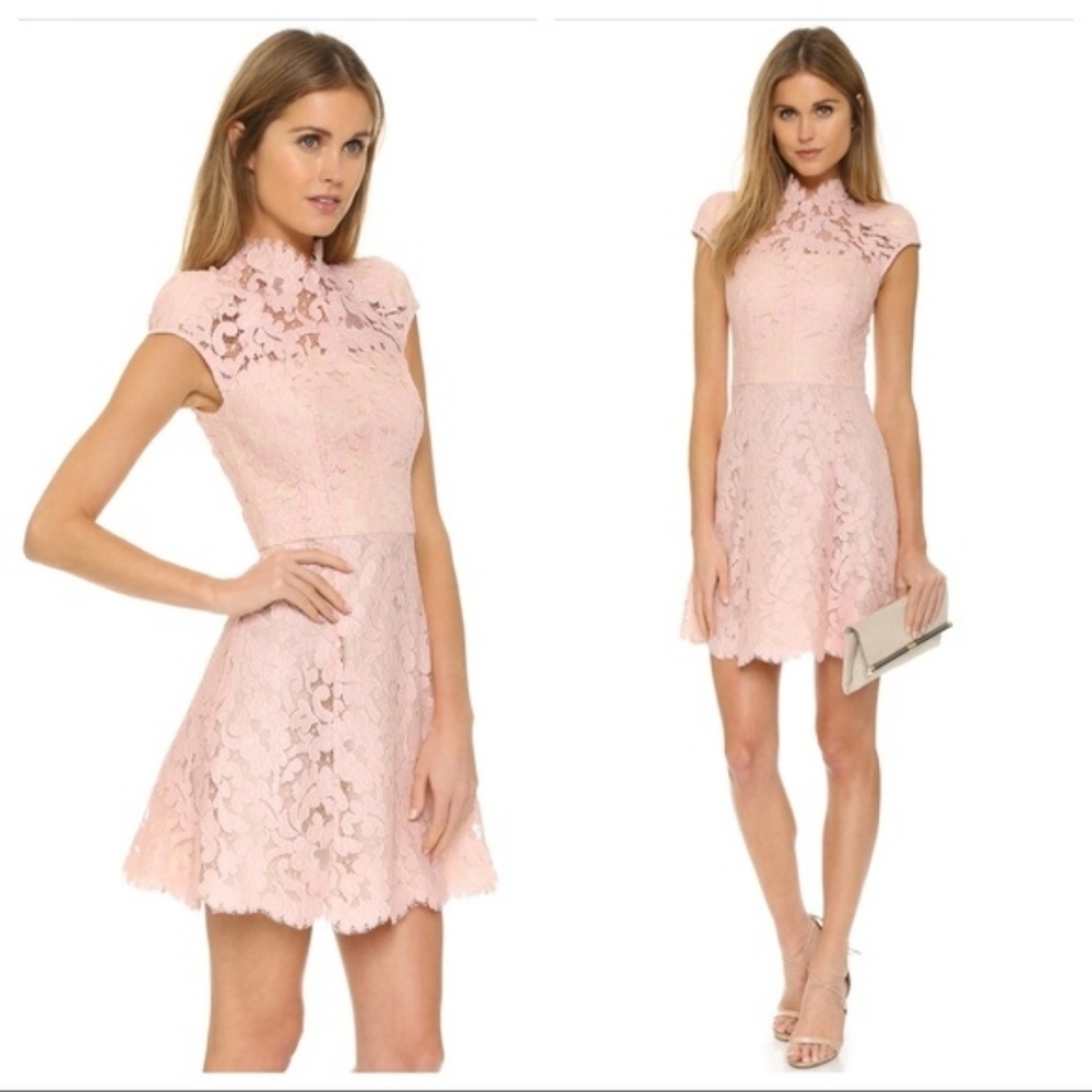 Lover The Label warrior lace dress revolve sz 4 dusty rose pink cap sleeves new